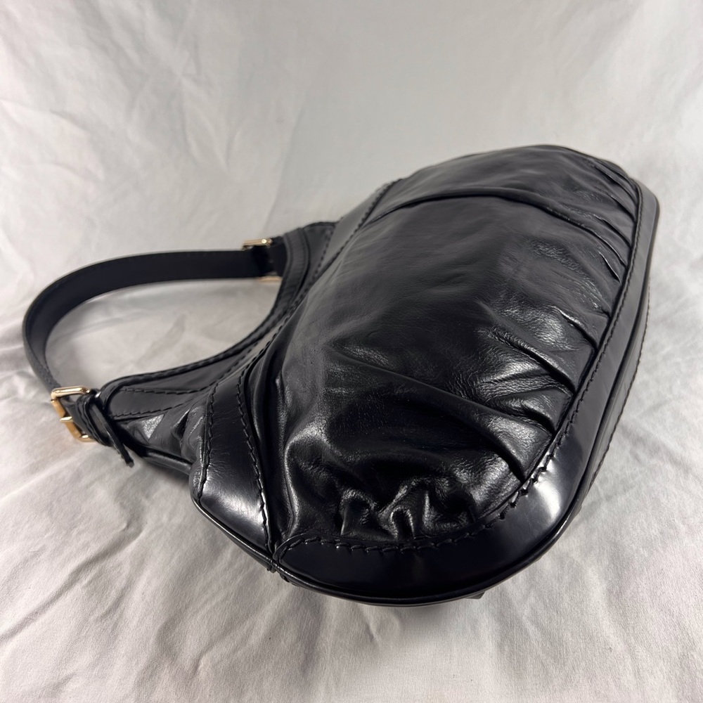 GUCCI 189885 Authentic Black Leather Queen Hobo Tote Shoulder Bag Made in Italy - Picture 15 of 17